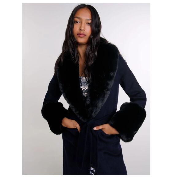 Maje Galaxyra Double-Faced Faux Fur Coat Size FR/36,US/Small - Picture 4 of 16
